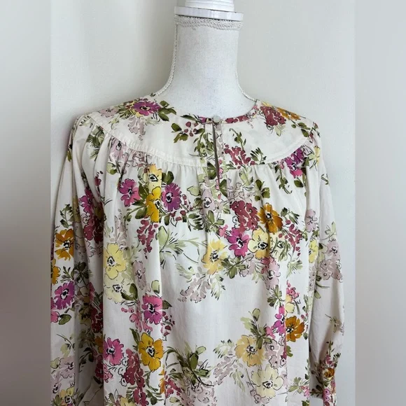 Johnny Was Isabella Cotton Blouse In Multicolor Floral Size Large